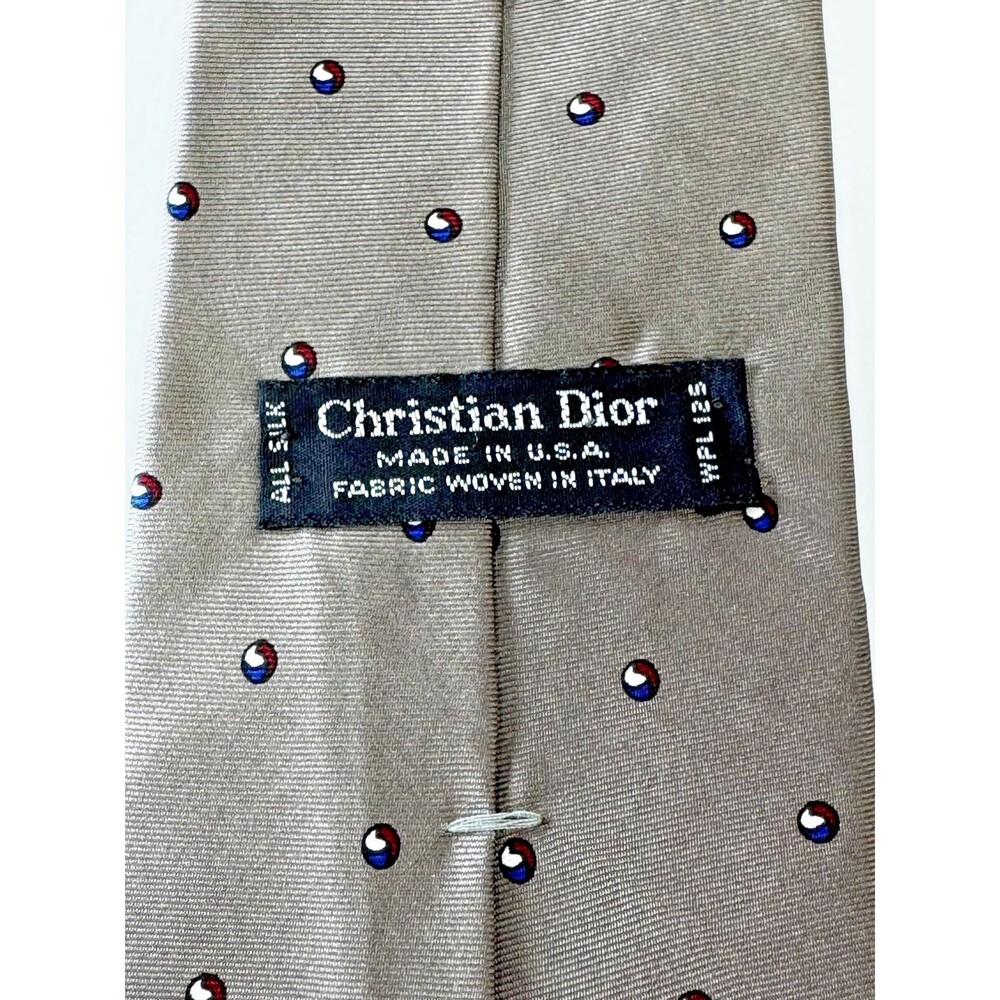 Christian‎ Dior Tie Mens Silk Woven Polka Dot Pattern Classic Made in USA Italy - Picture 3 of 8